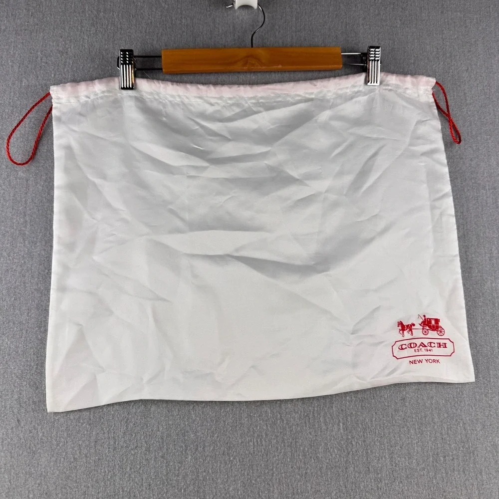 Coach White Satin Drawstring Dust Bag Storage Pouch 19x15 Y2K Vintage